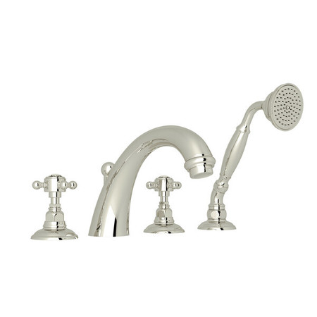 ROHL Italian Bath Four Hole Deck Mounted Tub Filler In Polished Nickel A2104XCPN